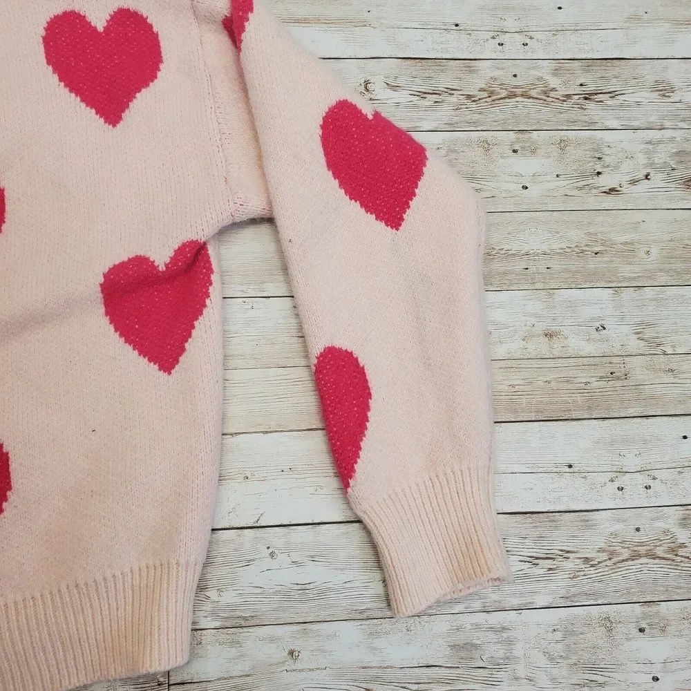 Princess Polly Fantastic Pink Heart Cardigan Size Large‎ XL Cropped Graphic Knit - Picture 4 of 8